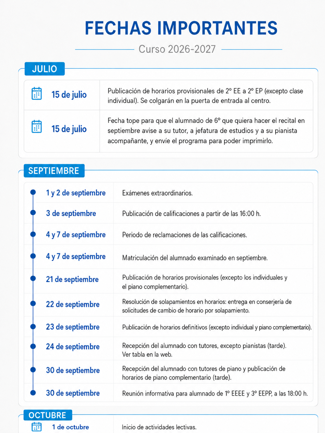 Fechas Septiembre 2026