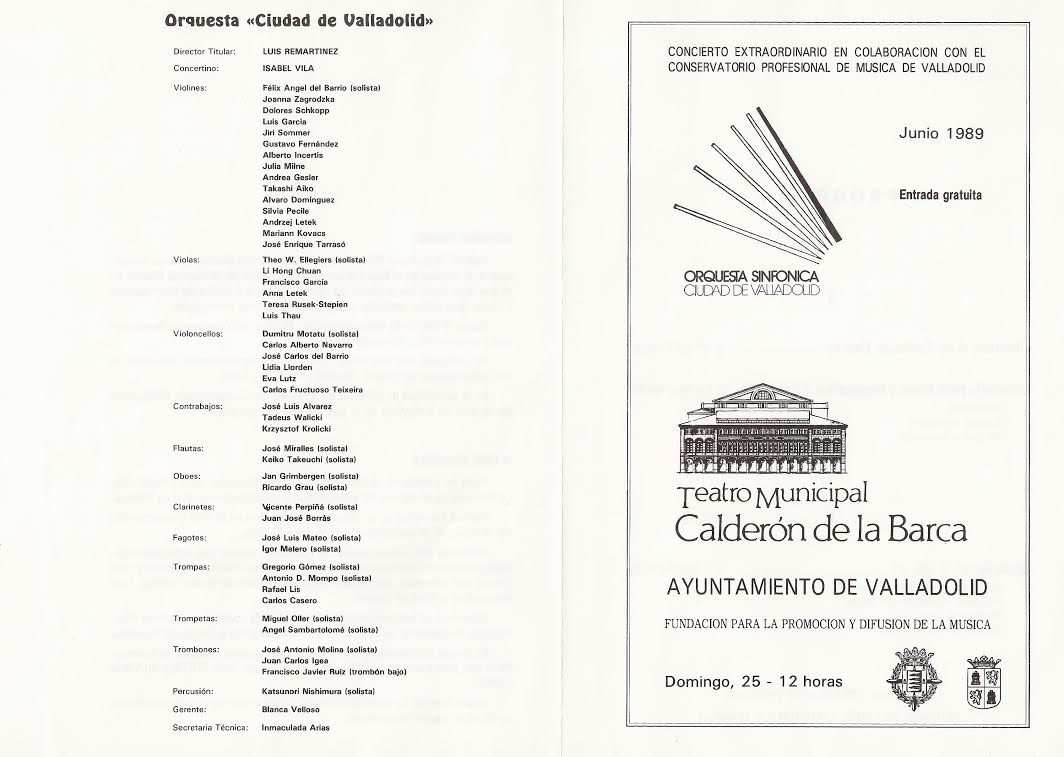 Programa de concierto. 1989